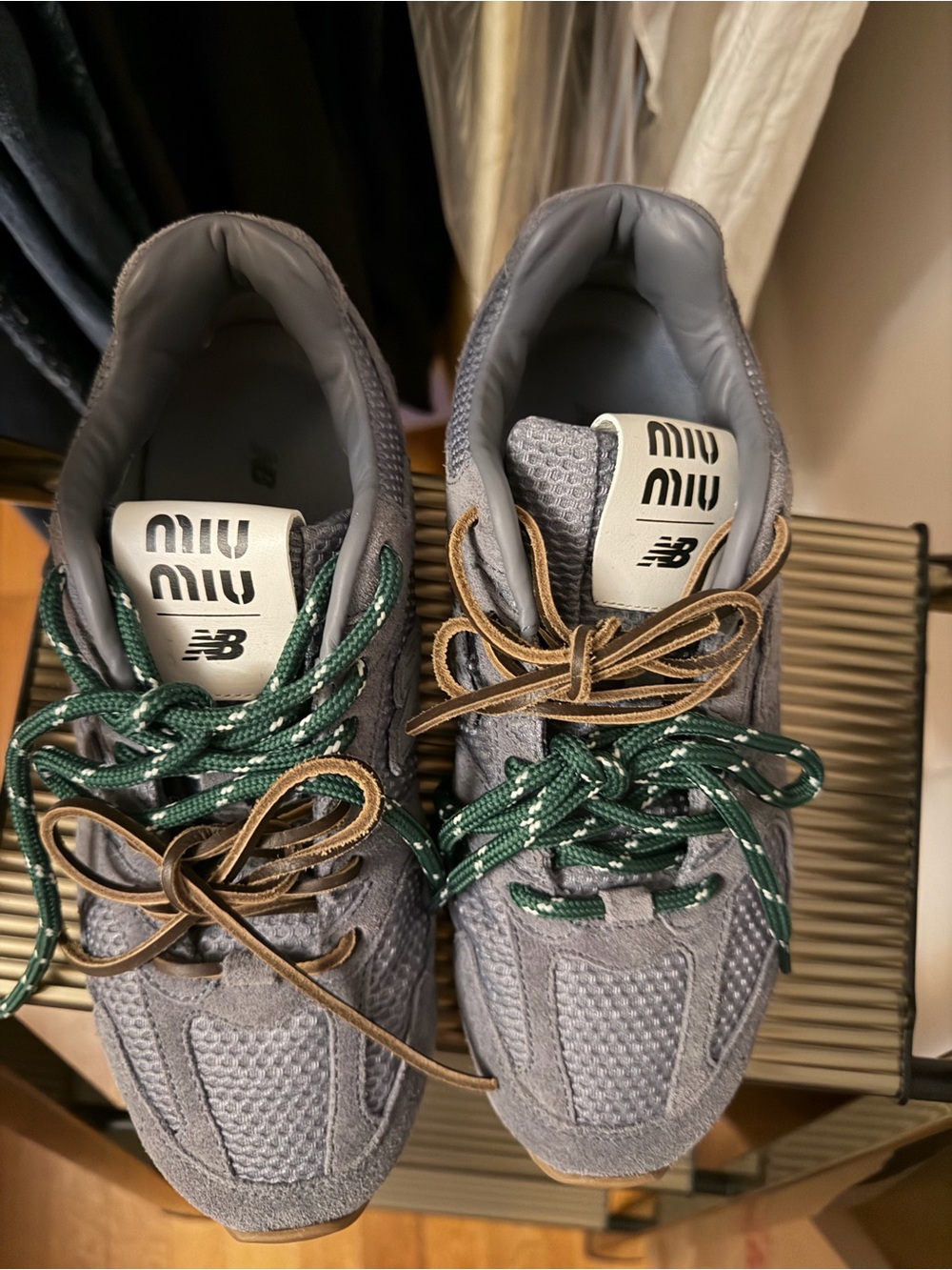 New Balance X Miu Miu 530 SL suede and mesh sneakers